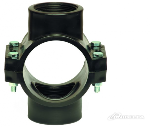 PP 110 x 1¼" Doppel-Anbohrschelle ohne Verstärkung IG